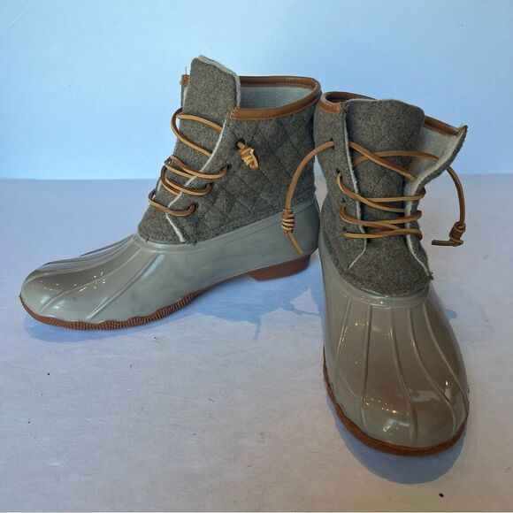 Seven7 Women's Wool Goose Boots Lace Up Tan Size 9 Mid-Calf - Picture 1 of 10